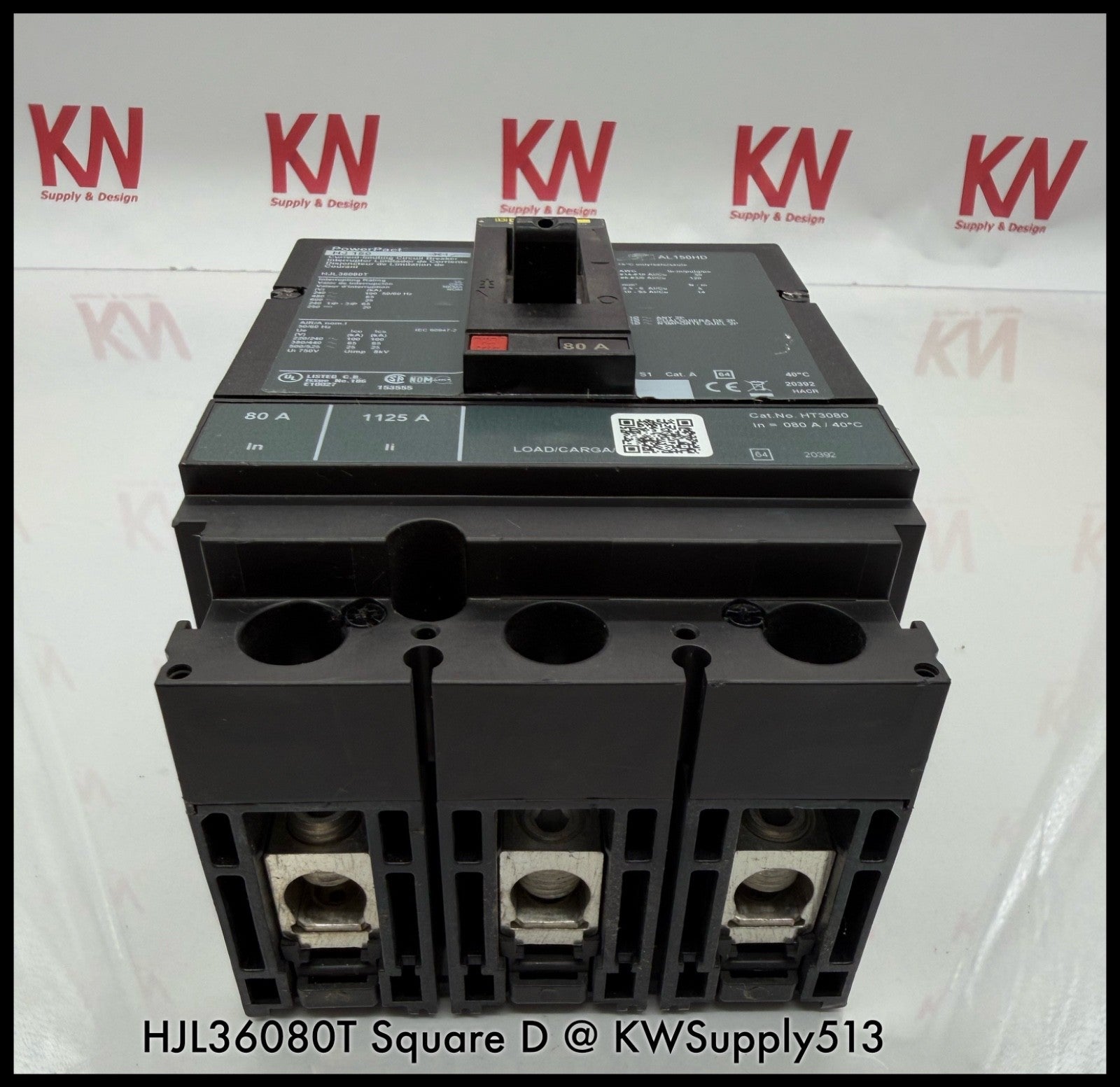 HJL36080T~Square D HJL36080T 80A 3P 3PH 600V Circuit Breaker-Used