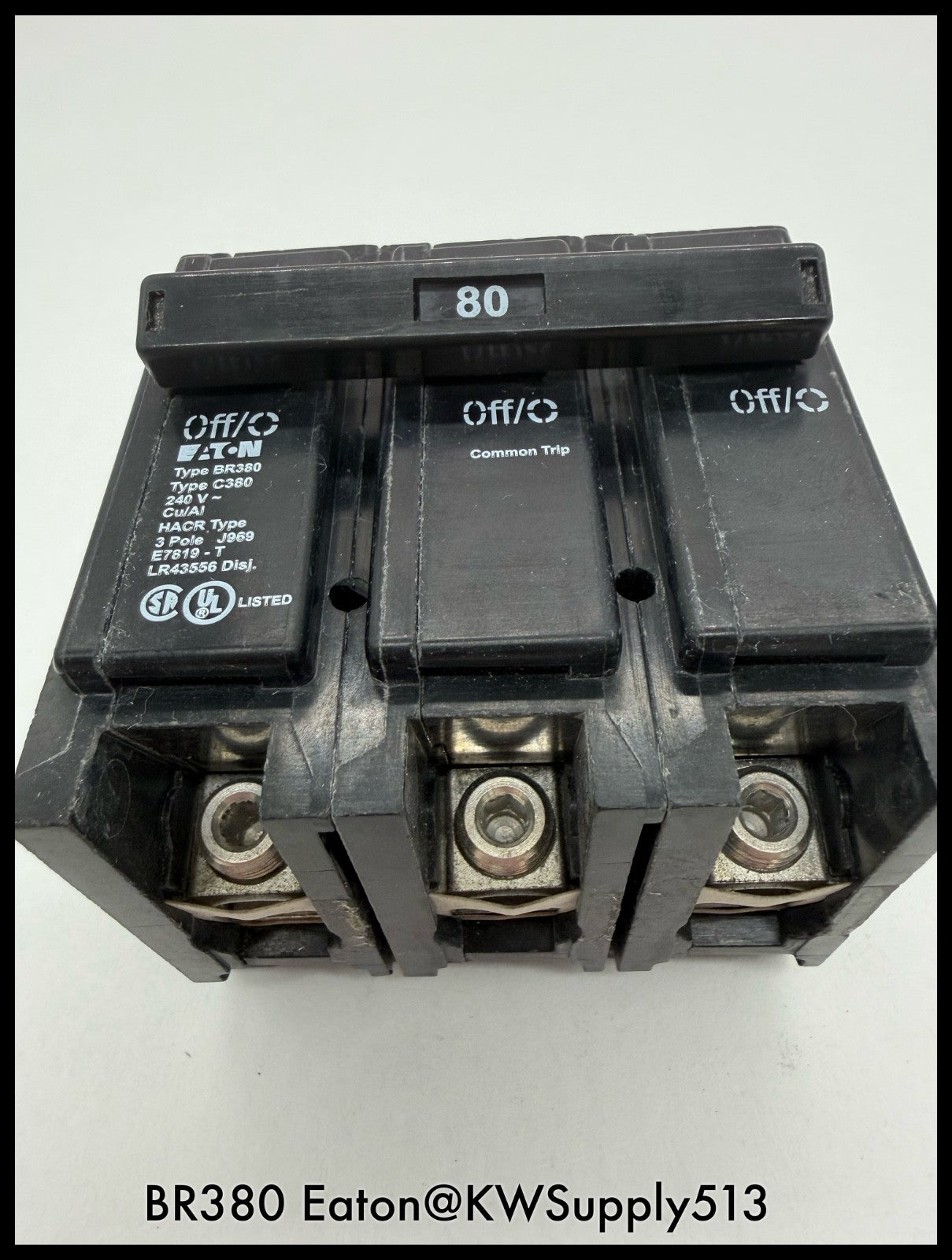 BR380~Eaton BR380 80A 240V 3P 10KA Circuit Breaker-Used