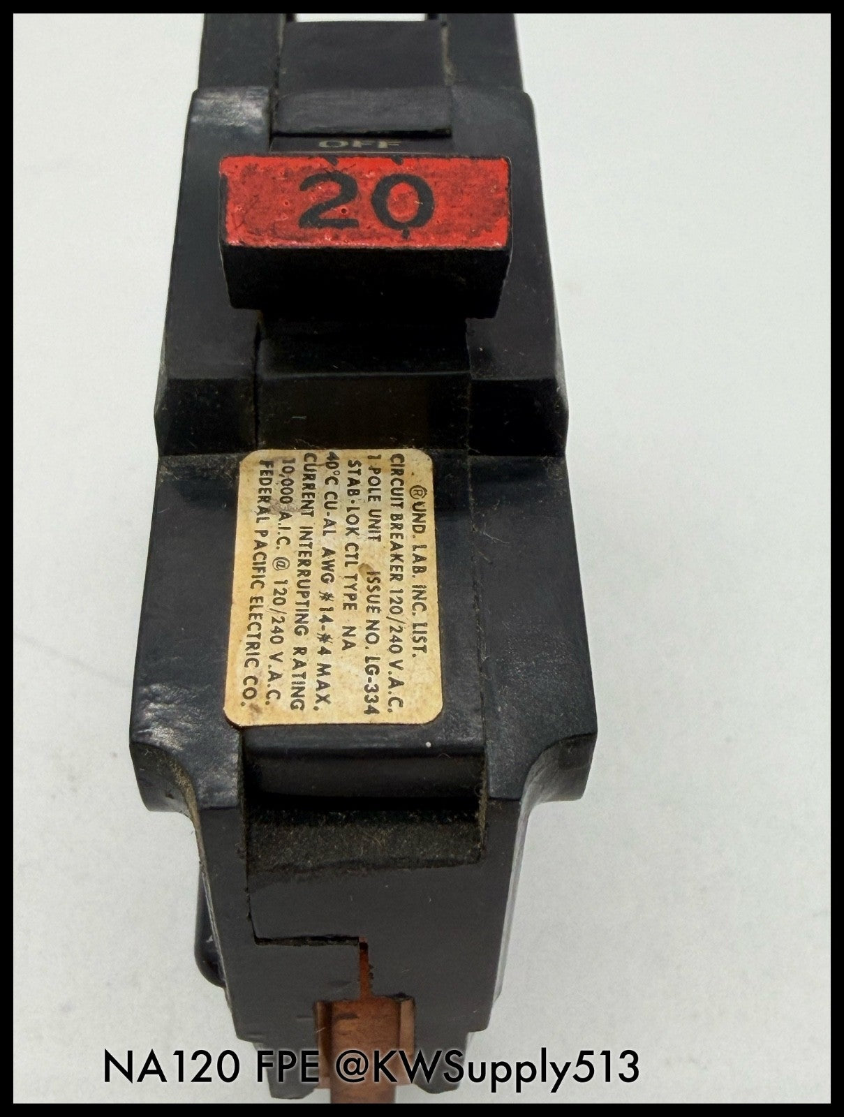 NA120~FPE NA120 20A 1P 120/240V Circuit Breaker-Used