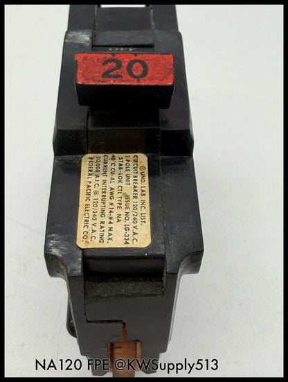 NA120~FPE NA120 20A 1P 120/240V Circuit Breaker-Used