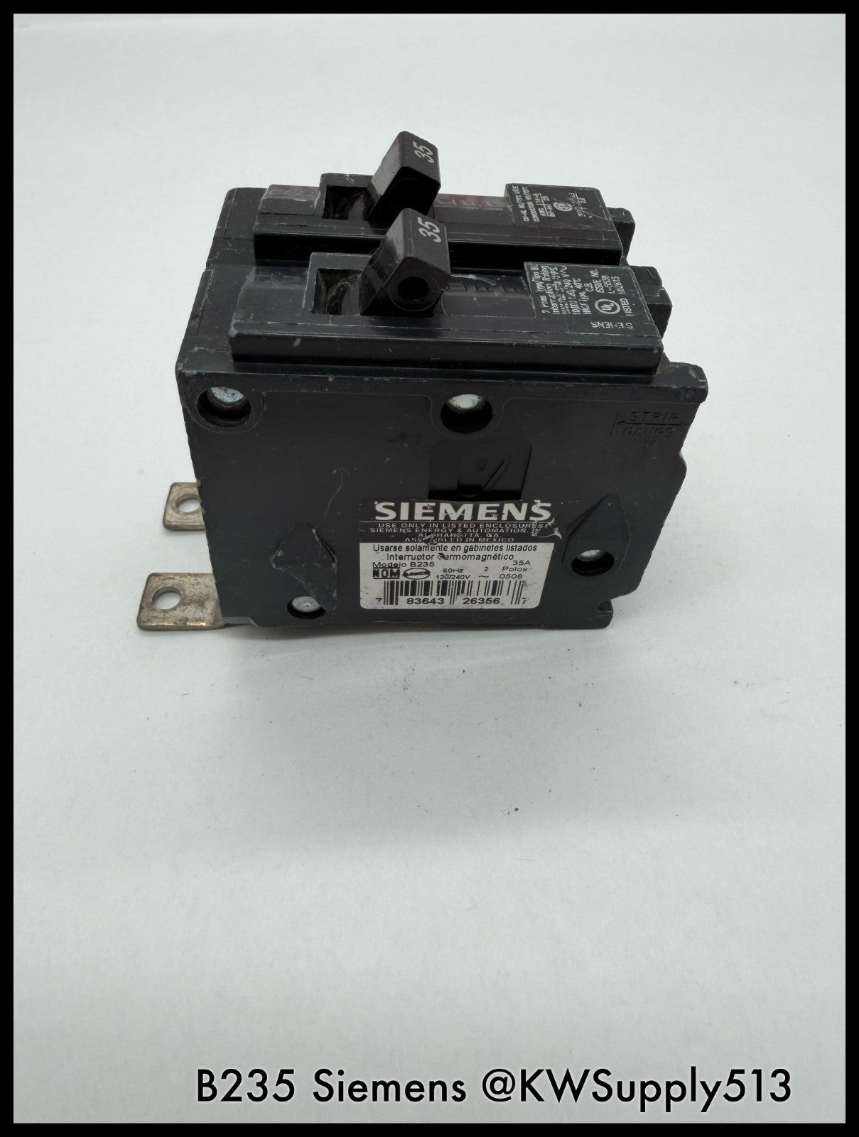 B235~Siemens B235 35A 240VAC 2P 1PH  10KA Circuit Breaker-Used