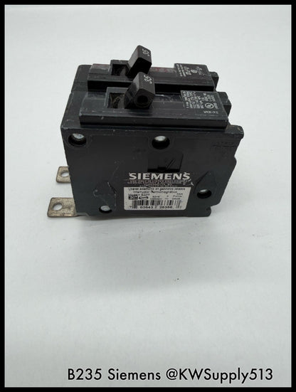 B235~Siemens B235 35A 240VAC 2P 1PH  10KA Circuit Breaker-Used