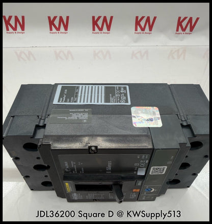JDL36200~Square D JDL36200 200A 600VAC 3P 3PH 18KA Circuit Breaker-Used