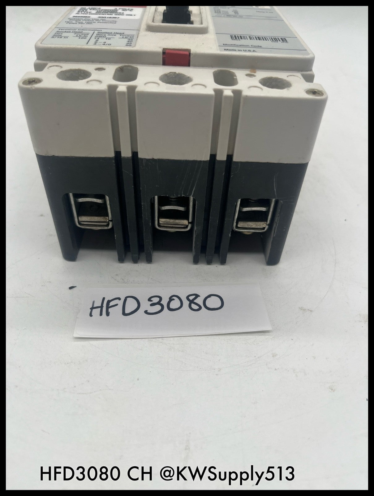 HFD3080~Culter Hammer HFD3080 80A 3P 600V HFD65K Circuit Breaker -Used