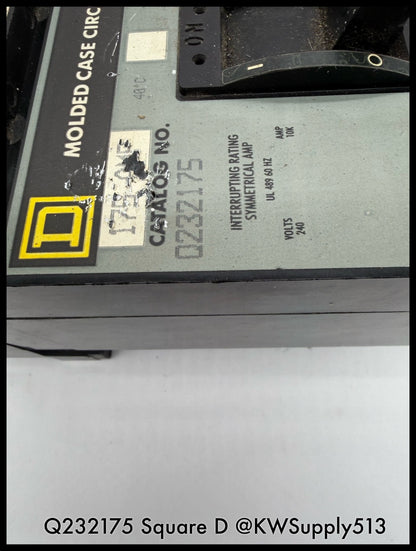 Q232175~Square D Q232175 175A 3P 3PH 240VAC 10KA I-Line Circuit Breaker-Used