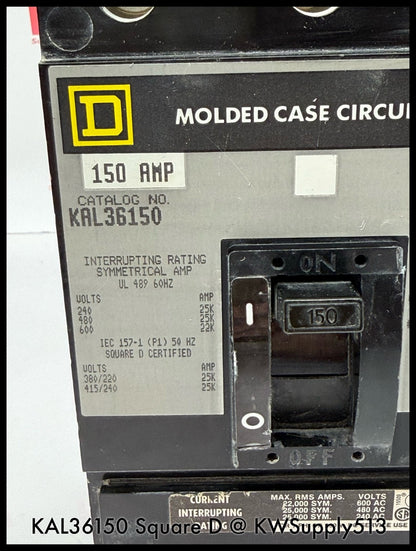 KAL36150~Square D KAL36150 150A 3P 3PH 600V Circuit Breaker-Used