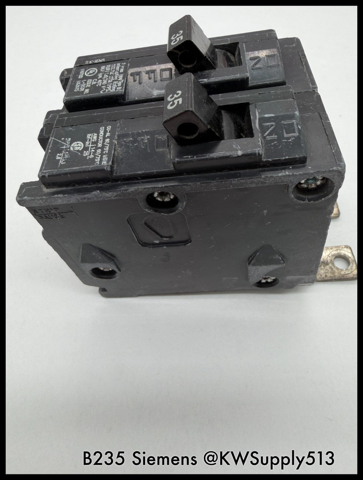 B235~Siemens B235 35A 240VAC 2P 1PH  10KA Circuit Breaker-Used