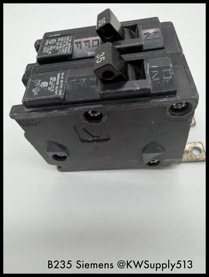 B235~Siemens B235 35A 240VAC 2P 1PH  10KA Circuit Breaker-Used