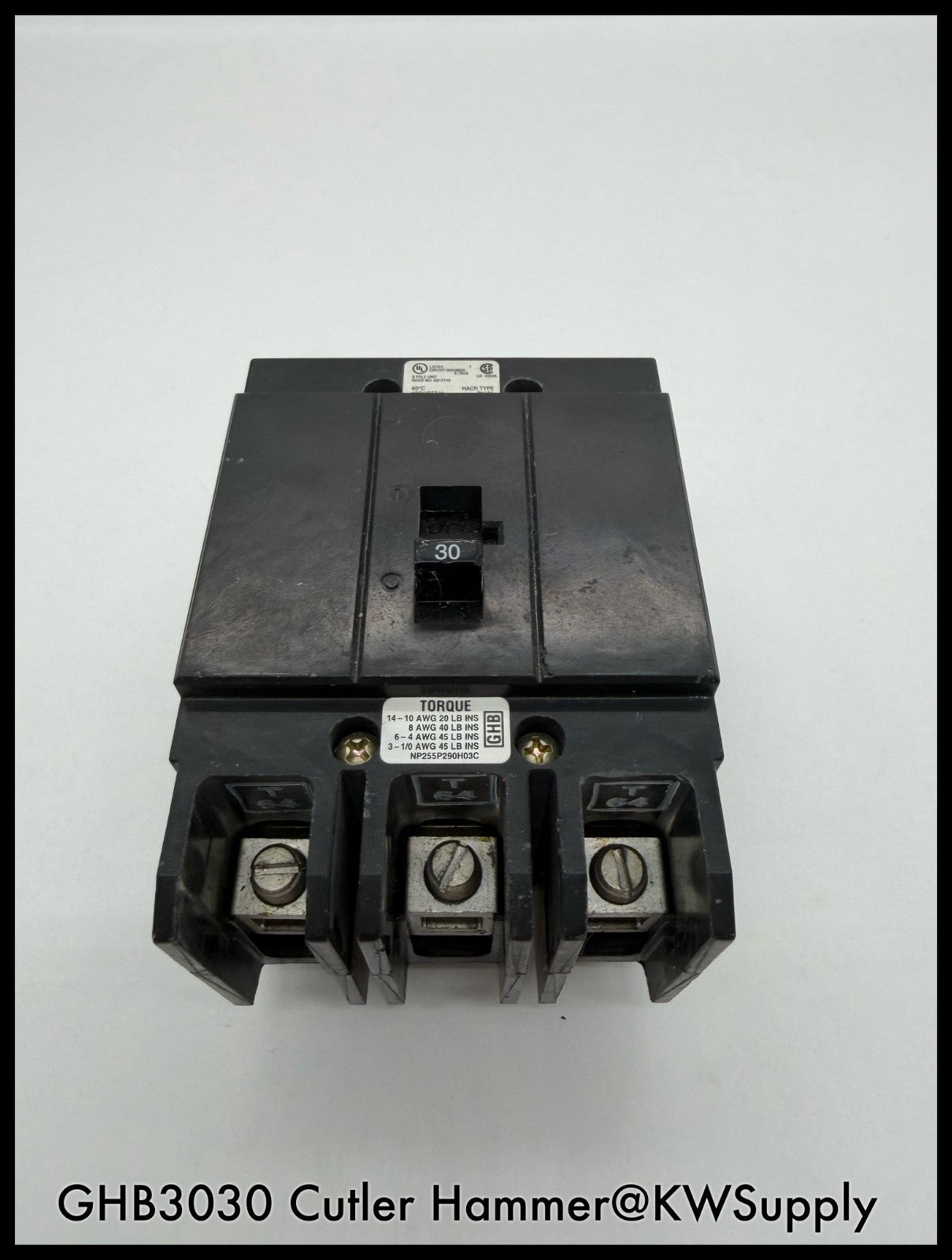 GHB3030~Cutler Hammer GHB3030 30A 3P 3PH 480V Circuit Breaker-Used