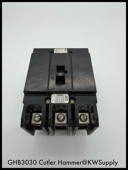 GHB3030~Cutler Hammer GHB3030 30A 3P 3PH 480V Circuit Breaker-Used