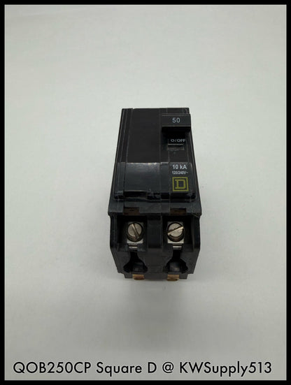 QOB250CP~Square D QOB250CP 50A 2P 120/240VAC TM Circuit Breaker-Used