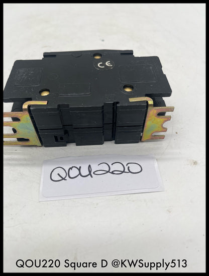 QOU220~Square D QOU220 20A 2P 120/240V 10KA Mini Circuit Breaker-Used