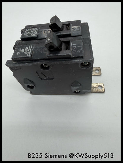 B235~Siemens B235 35A 240VAC 2P 1PH  10KA Circuit Breaker-Used
