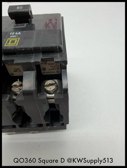 QO360~Square D QO360 60A 3P 3PH 240VAC  Circuit Breaker-Used