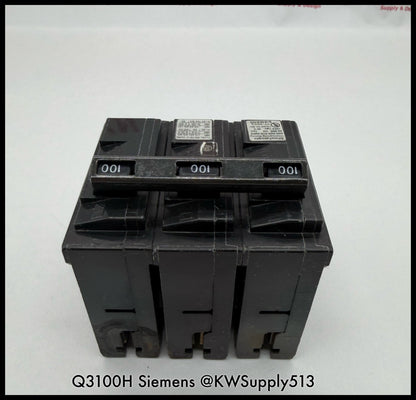 Q3100H~Siemens Q3100H 100A 3P 3PH 240VAC 22KA Circuit Breaker-Used