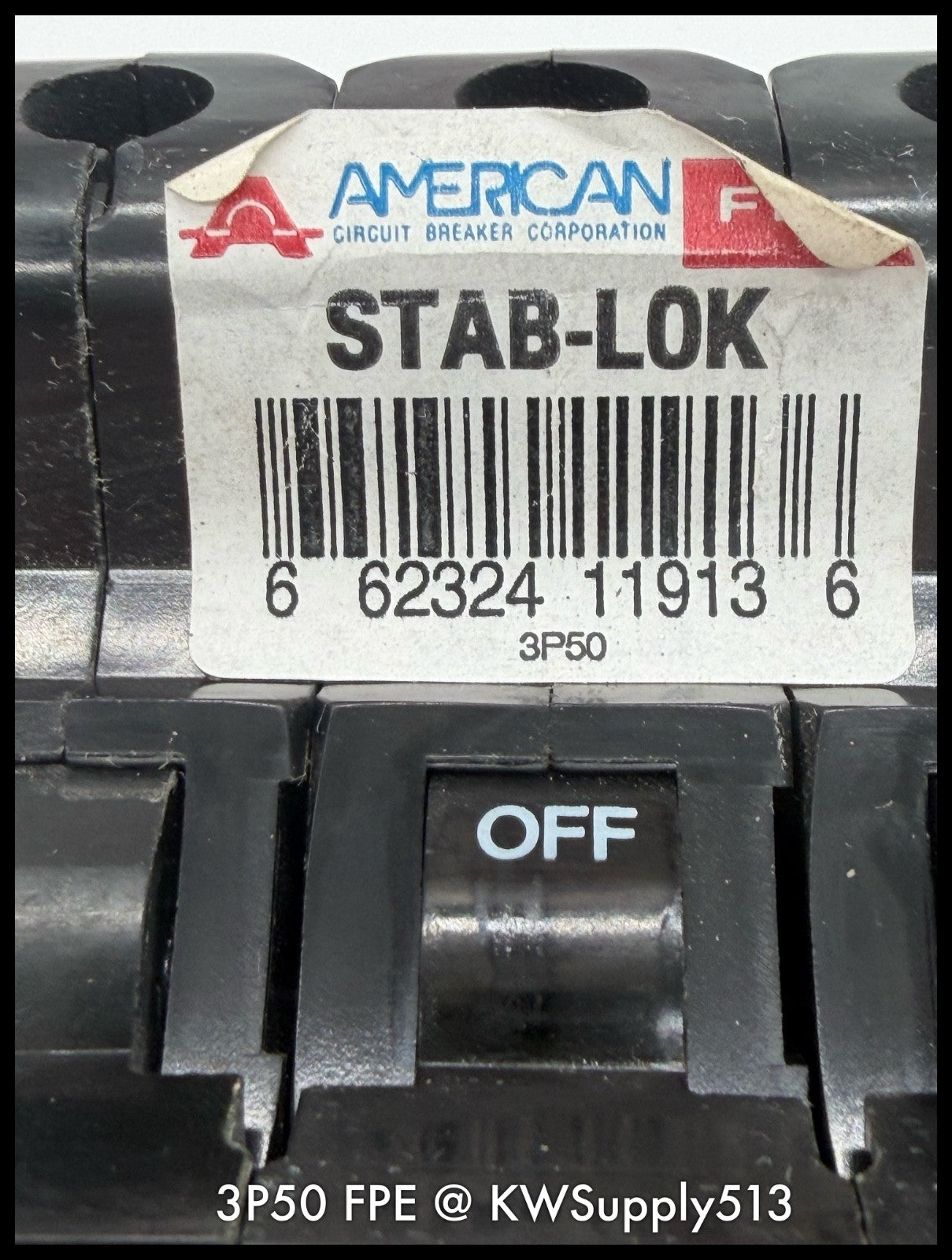 3P50~FPE 3P50 50A 3P 3PH 240VAC 10KA Molded Case Circuit Breaker-Used
