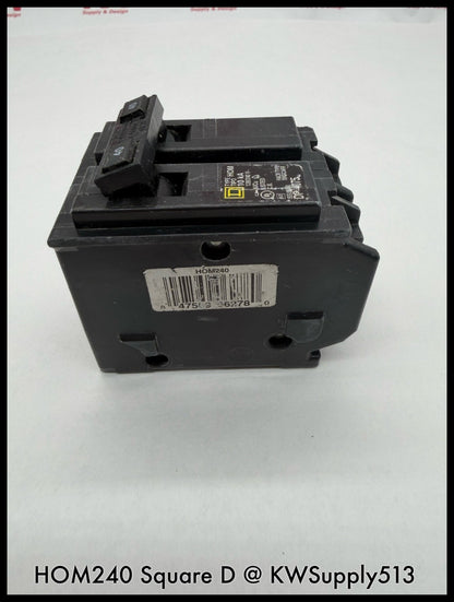 HOM240~Square D HOM240 40A 2P 1PH  240VAC 10KA TM Mini Circuit Breaker-Used