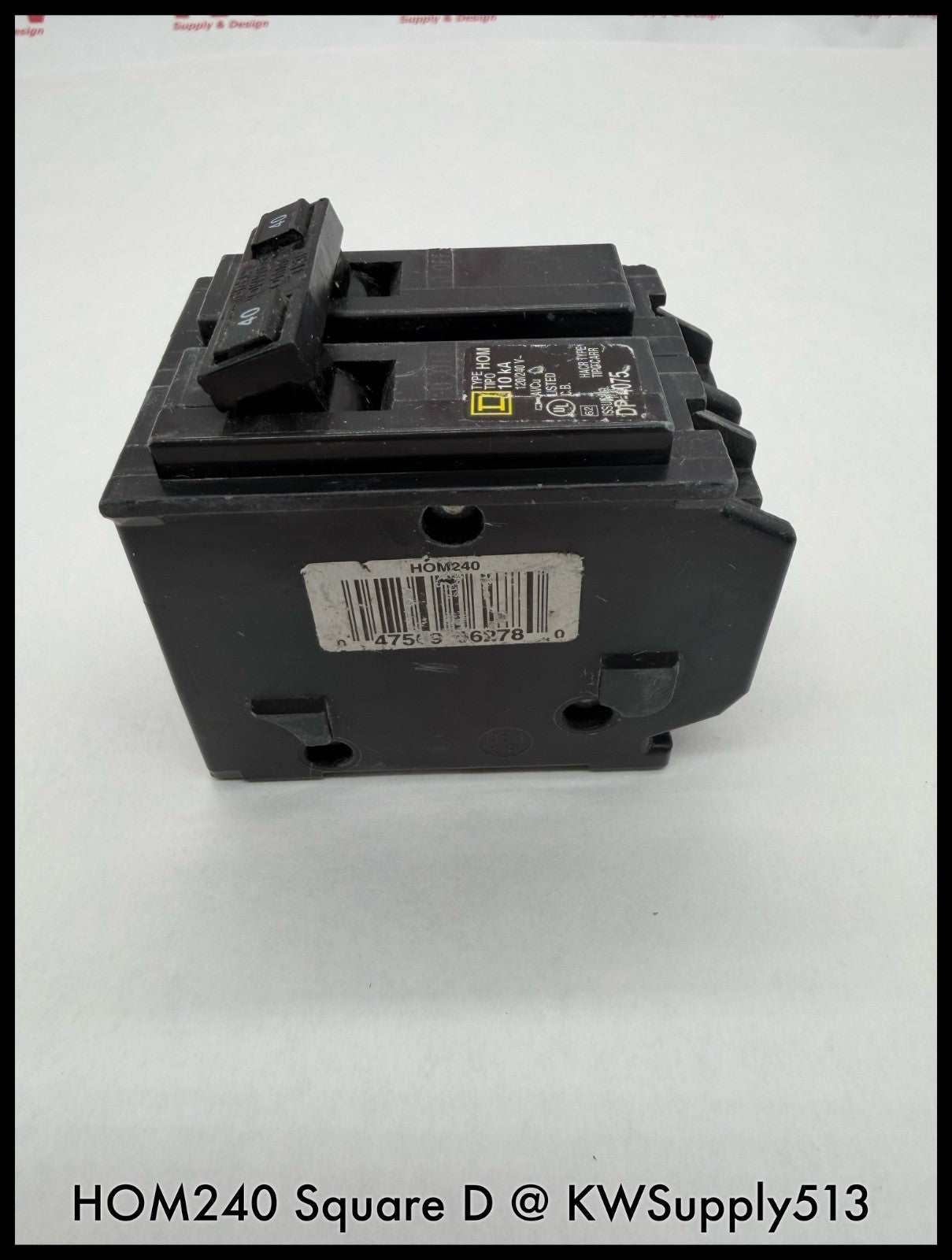 HOM240~Square D HOM240 40A 2P 1PH  240VAC 10KA TM Mini Circuit Breaker-Used