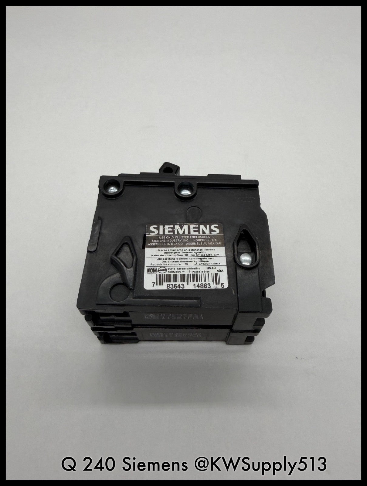 Q240~Siemens Q240 40A 2P 1PH 240VAC 10KA Circuit Breaker-Used