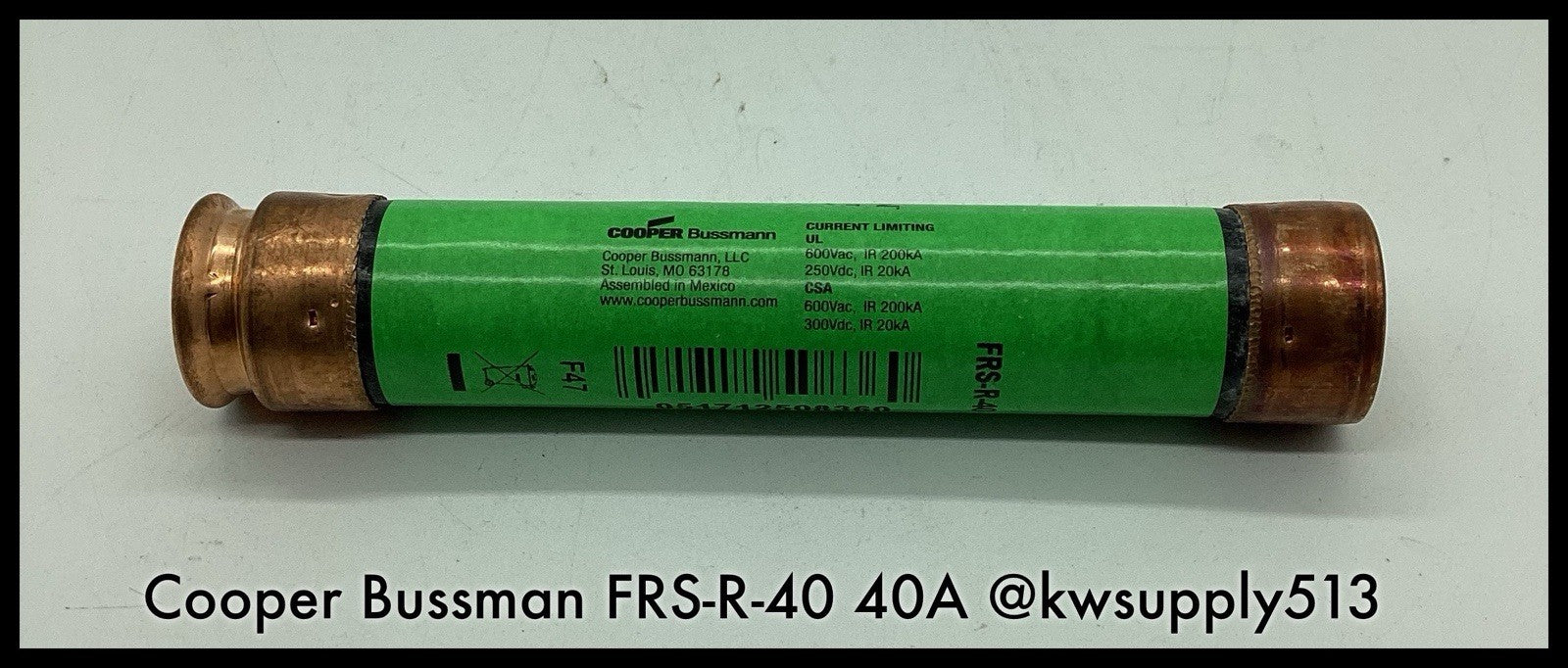 FRS-R-40 ~ Bussman FRS-R-40 40A 600V Class RK5 Fuse tront Time Delay Fuse Unused