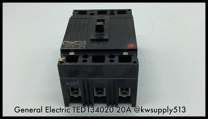 TED134020 ~ GE TED134020 20A 3P 480V TED Type MCCB ~ Inspected/90 Day Warranty