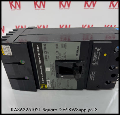 KA362251021~Square D KA362251021 225A   600Vac Circuit Breaker with Shunt-Used