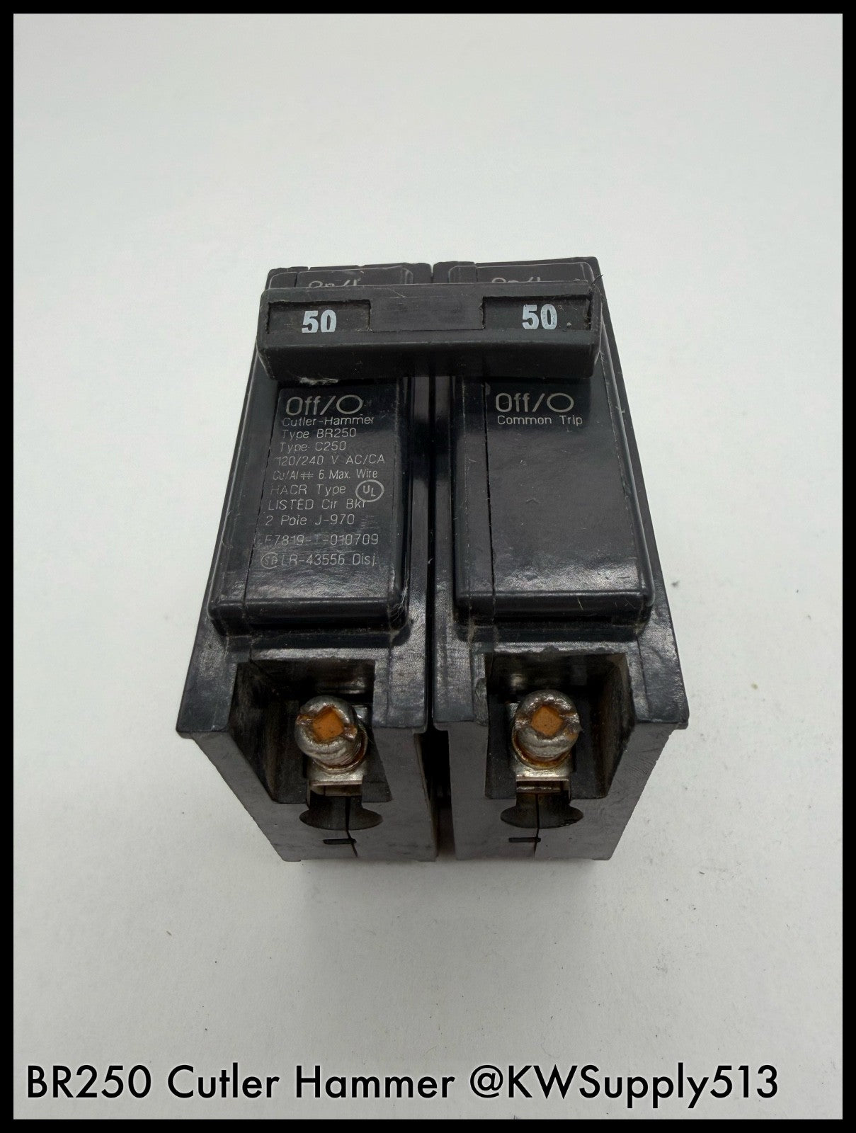 BR250~Eaton BR250 50A 277/480VAC 125/240VDC 2P 14KA Circuit Breaker-Used