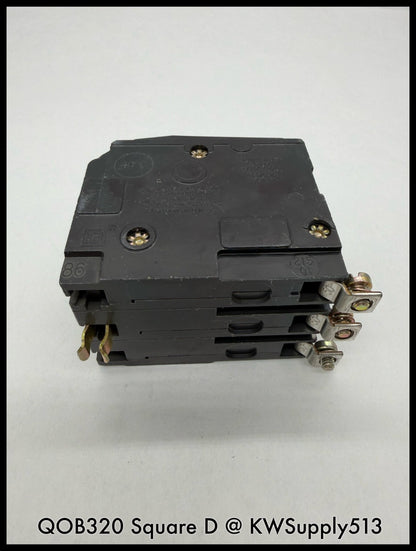 QOB320~Square D QOB320 20A 3P 3PH 240VAC 10KA TM Mini Circuit Breaker-Used
