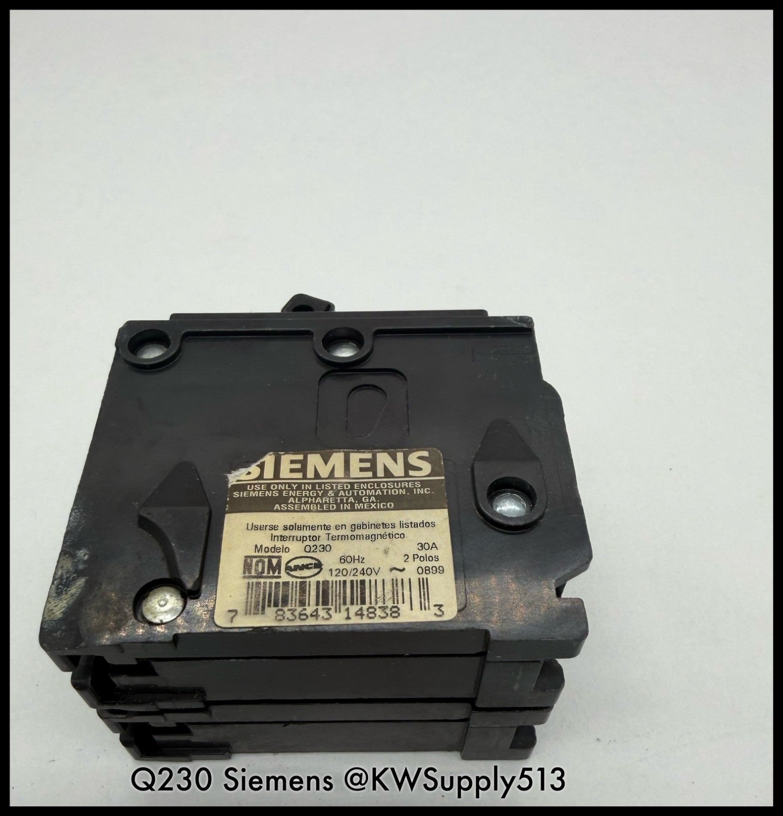 Q230~Siemens Q230 30A 2P 1PH 240VAC 10KA Circuit Breaker-Used