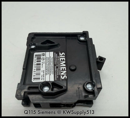 Q115~Siemens Q115 15A 120Vac 1P 1PH 10KA Circuit Breaker-Used