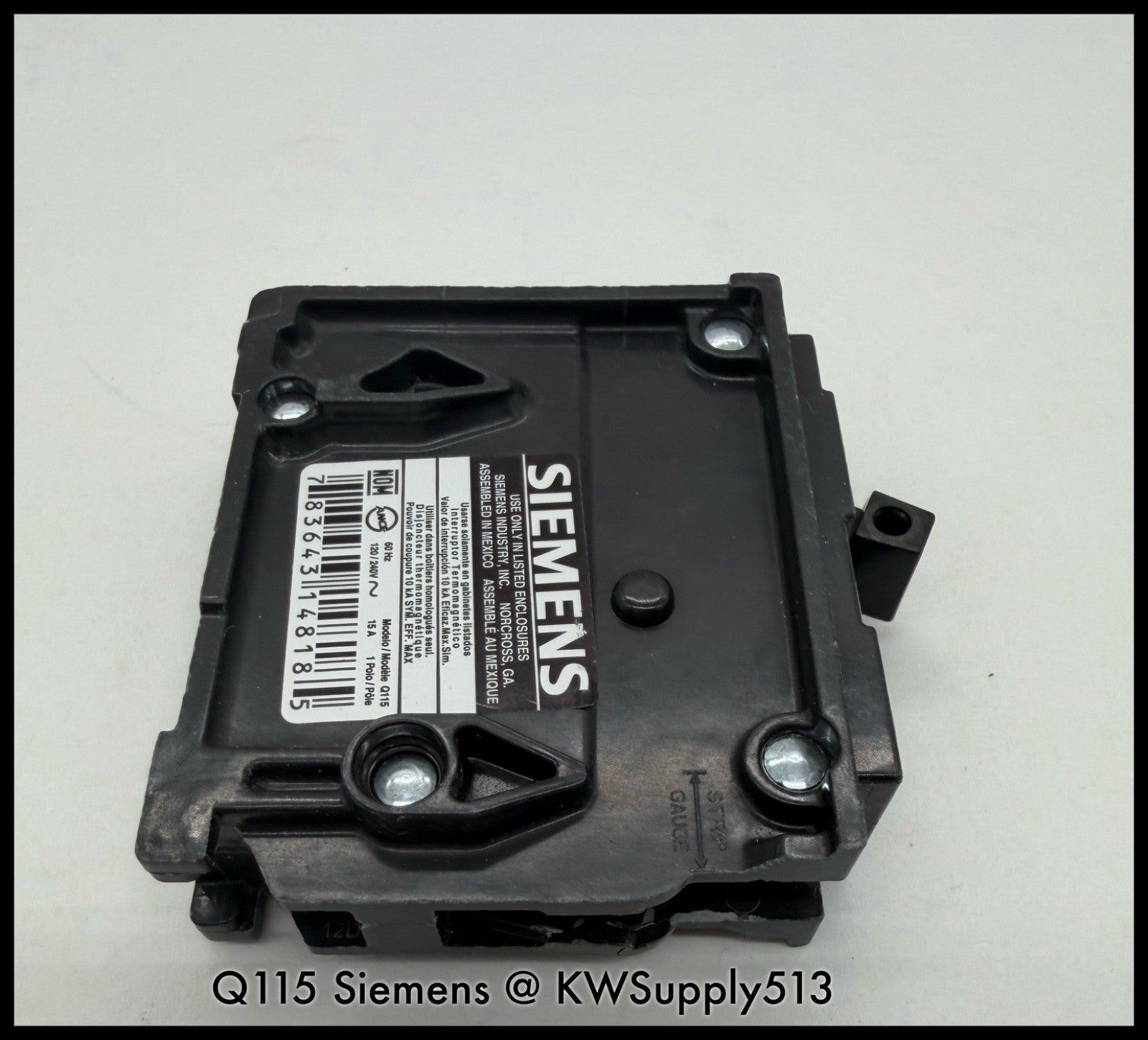 Q115~Siemens Q115 15A 120Vac 1P 1PH 10KA Circuit Breaker-Used