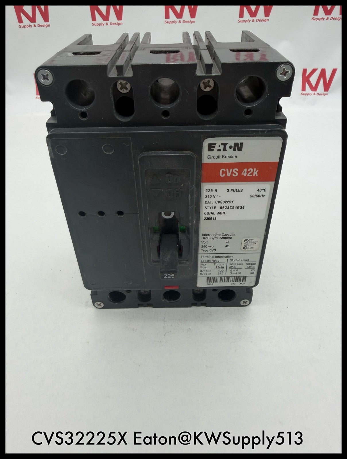 CVS3225X~Eaton CVS3225X 225A 240VAC Circuit Breaker-Used