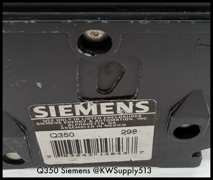 Q350~Siemens Q350 50A 3P 3PH 240VAC 10KA Circuit Breaker-Used