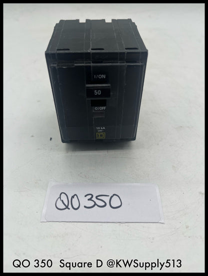 QO350~Square D QOB350 50A 3P 120/240V 10KA Mini Circuit Breaker-Used