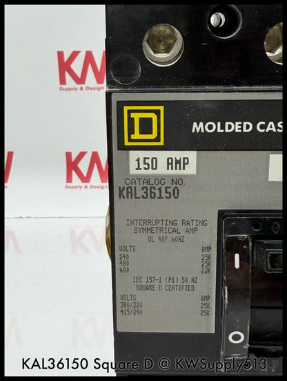 KAL36150~Square D KAL36150 150A 3P 3PH 600V Circuit Breaker-Used