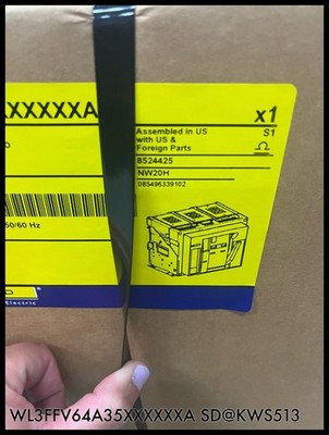 WL3FFV64A35XXXXXXA ~ Square D 2000A 3P MasterPact Circuit Breaker ~ Surplus