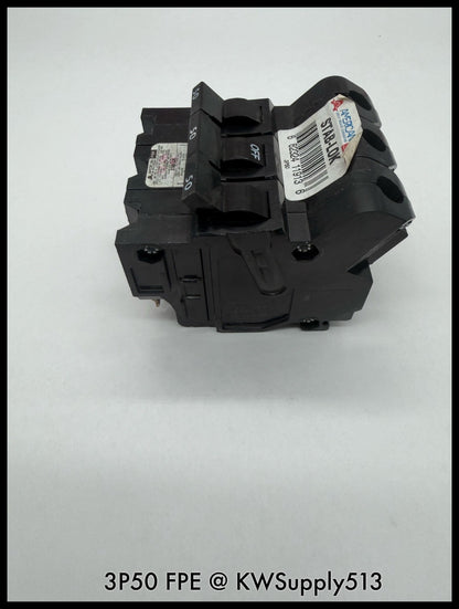 3P50~FPE 3P50 50A 3P 3PH 240VAC 10KA Molded Case Circuit Breaker-Used