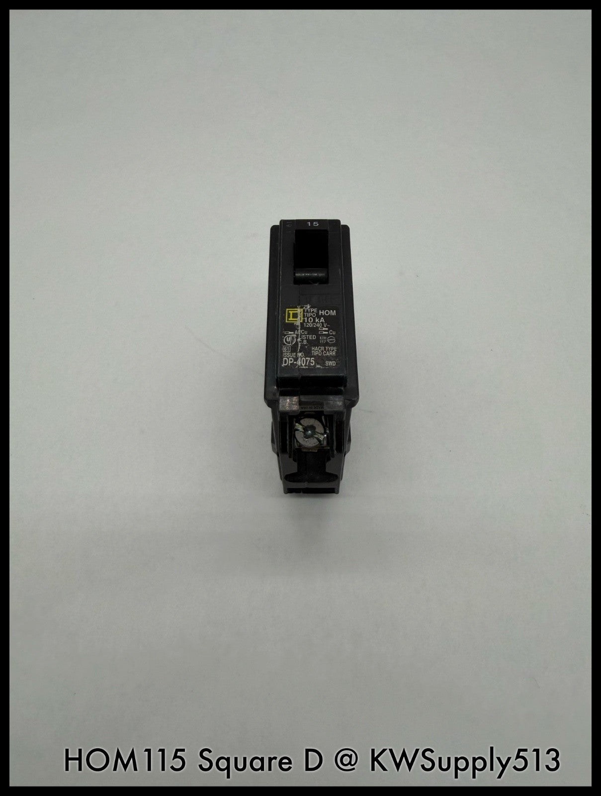 HOM115~Square D HOM115 15A 120VAC 1P 10KA TM Mini Circuit Breaker-Used