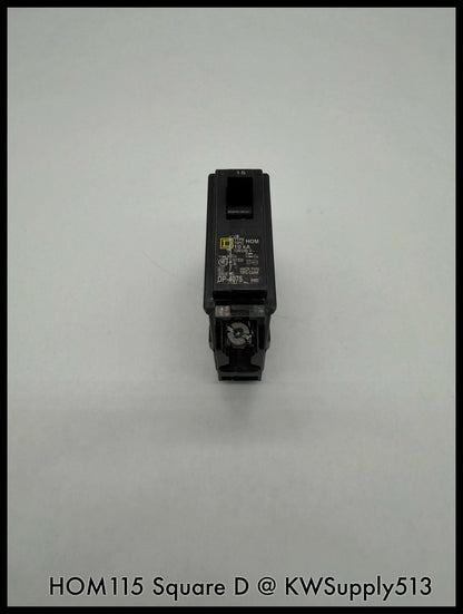 HOM115~Square D HOM115 15A 120VAC 1P 10KA TM Mini Circuit Breaker-Used