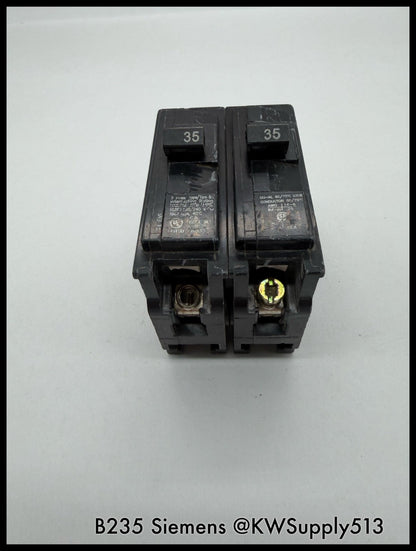 B235~Siemens B235 35A 240VAC 2P 1PH  10KA Circuit Breaker-Used