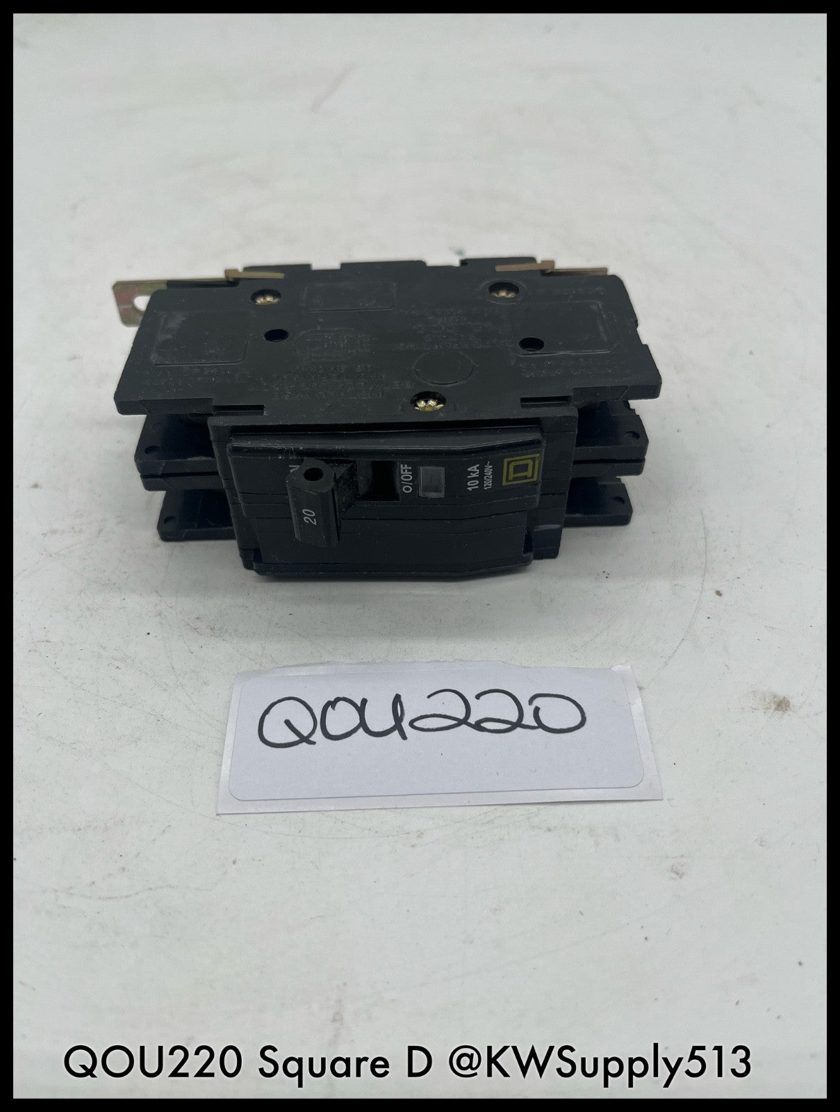 QOU220~Square D QOU220 20A 2P 120/240V 10KA Mini Circuit Breaker-Used