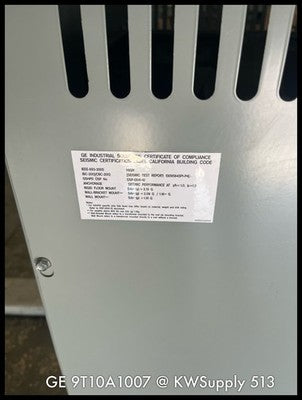 ~ 9T10A1007 GE 9T10A1007 General Purpose Transformer-60HZ -3 Phase- 480 VAC-Used