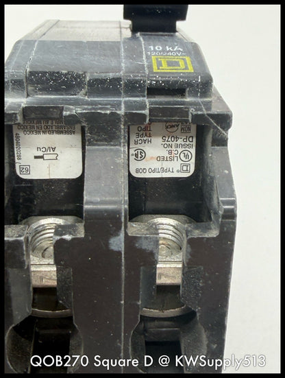 QOB270~Square D QOB270 70A 2P 240VAC TM Circuit Breaker -Used