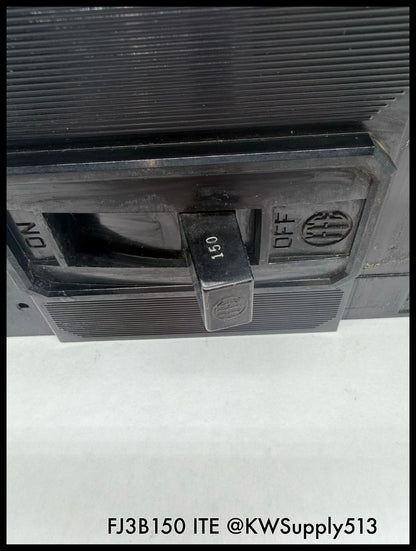 FJ3B150~ITE FJ3B150 150A 3P 3PH 600VAC 14KA Molded Case Circuit Breaker-Used
