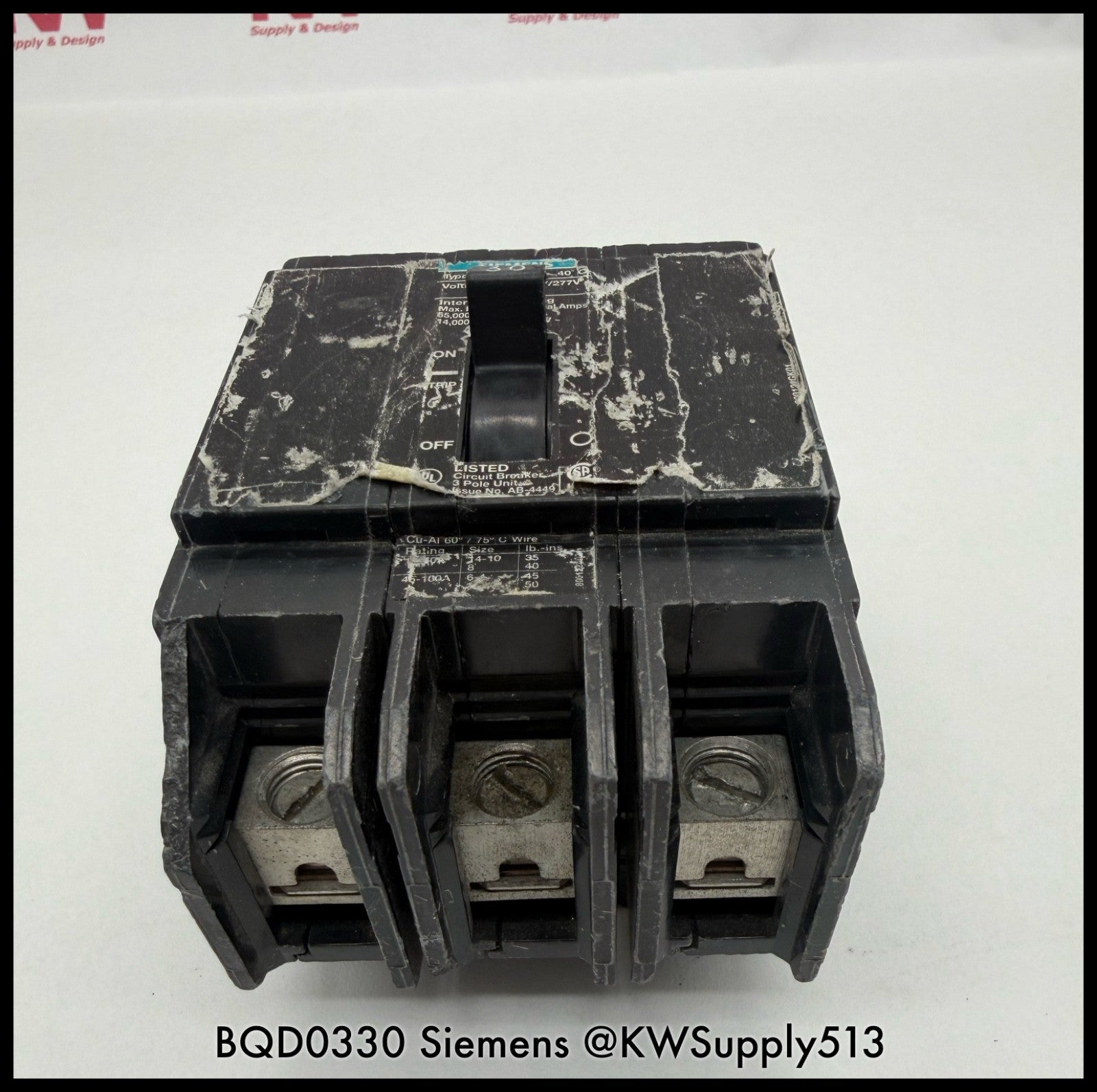 BQD0330~Siemens BQD0330 30A 3P 3PH 480V 14KA Circuit Breaker-Used