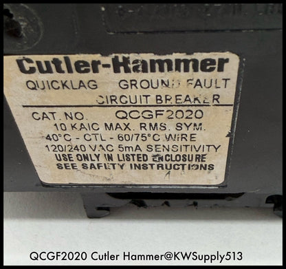QCGF2020~Cutler Hammer QCGF2020 20A 120/240V 2P 10KA Circuit Breaker-Used
