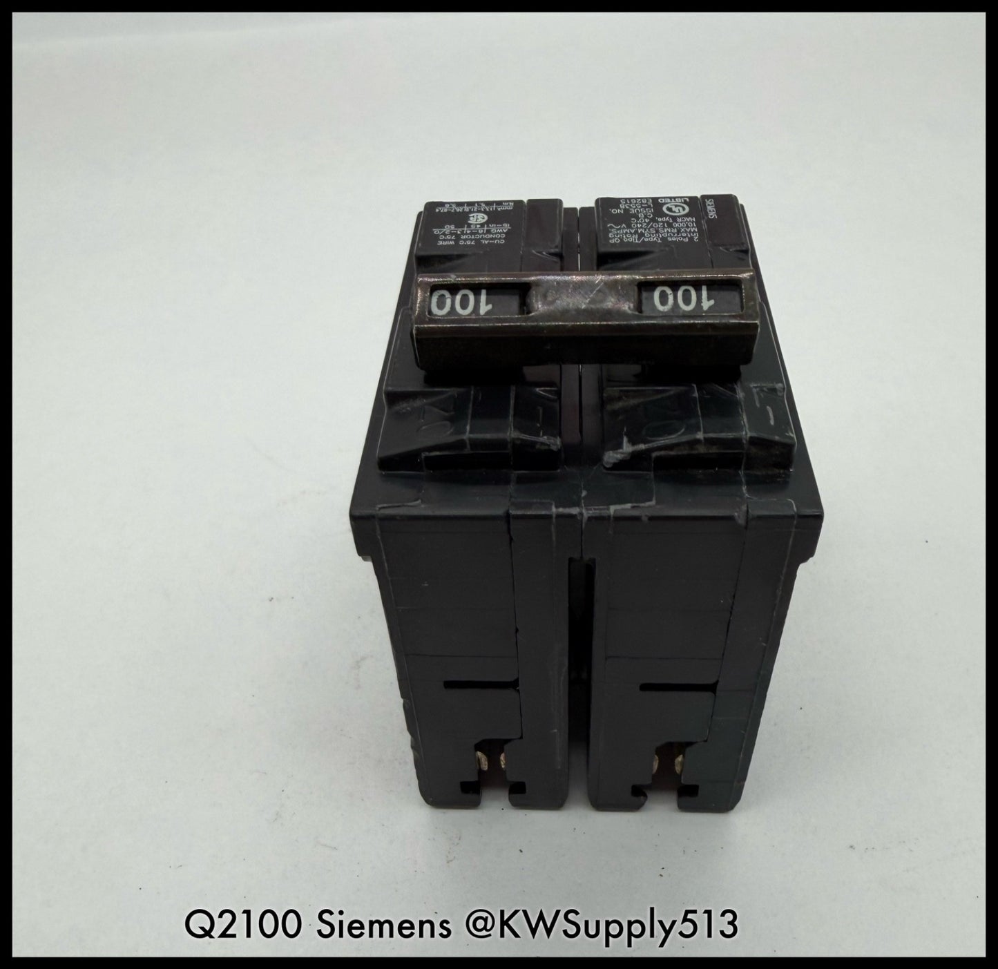 Q2100~Siemens Q2100 100A 2 Pole1P 120/ 240V 10KA Circuit Breaker -Used