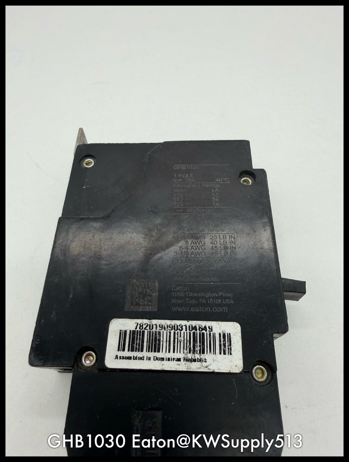 GHB1030~Eaton GHB1030 30A 277/480VAC 1P 14KA Circuit Breaker-Used