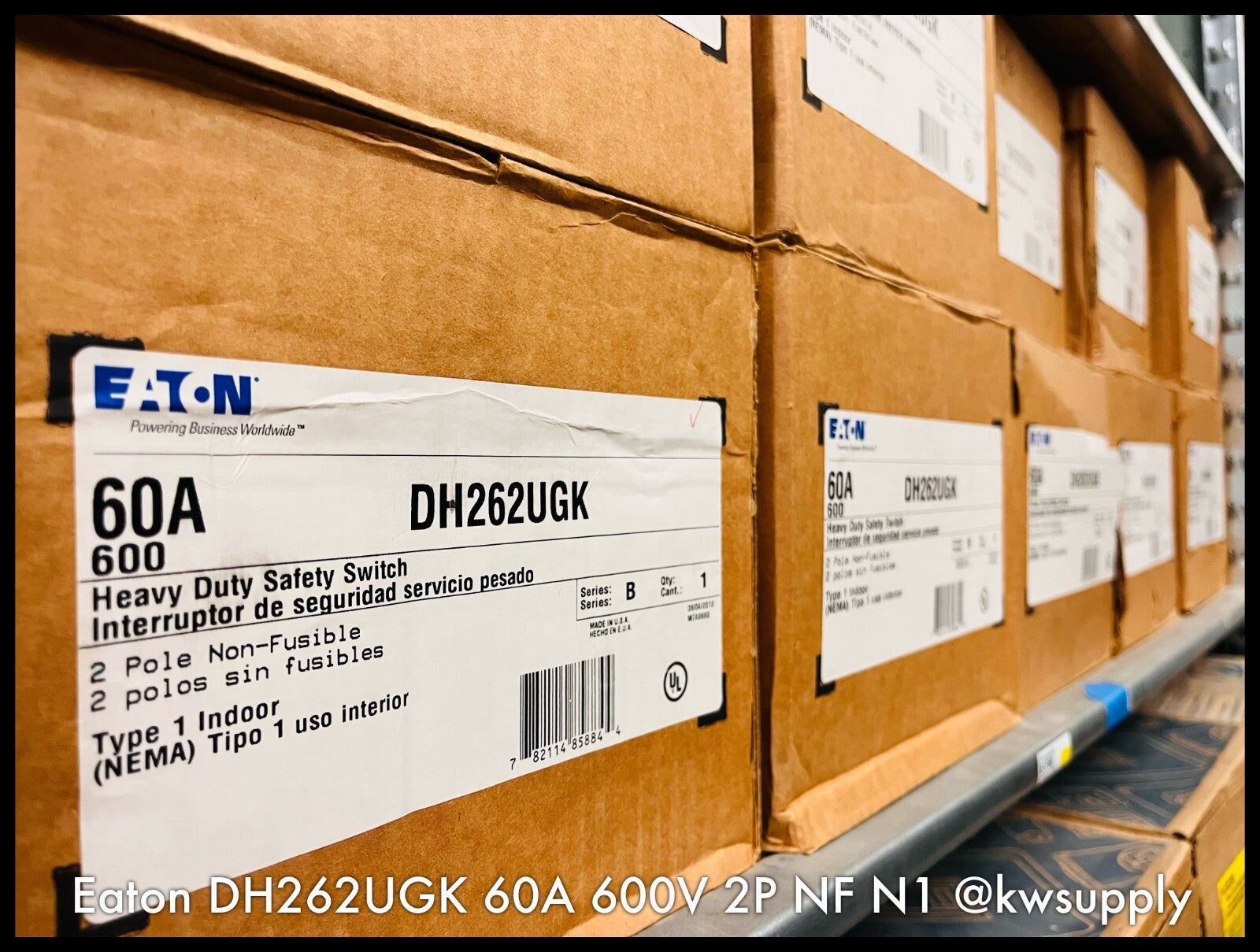 DH262UGK ~ Eaton DH262UGK 60A Heavy Duty Safety Switch 600V 2P NF N1 ~ Unused
