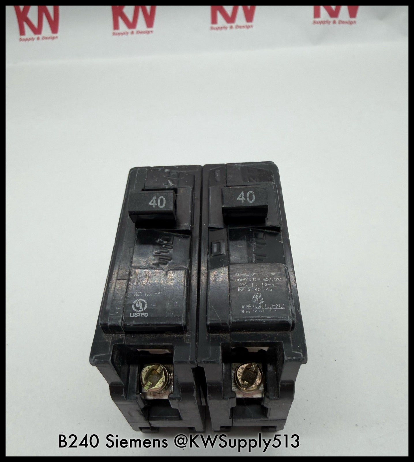 B240~Siemens B240 40A 2P 240VAC 10KA Circuit Breaker-Used